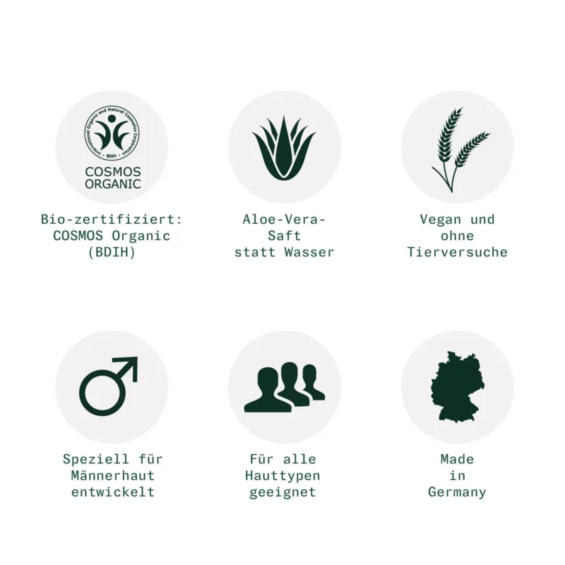 Green + The Gent hochwertige Herrenpflege vegan ohne Tierversuche Bio zertifiziert Aloe Vera Saft statt Wasser