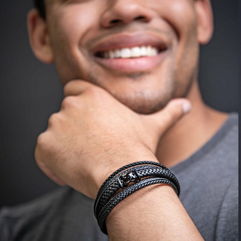 Lederarmband "Flake" - Schwarz