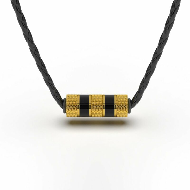 Lederhalskette mit Anhänger "Solid" - Gold