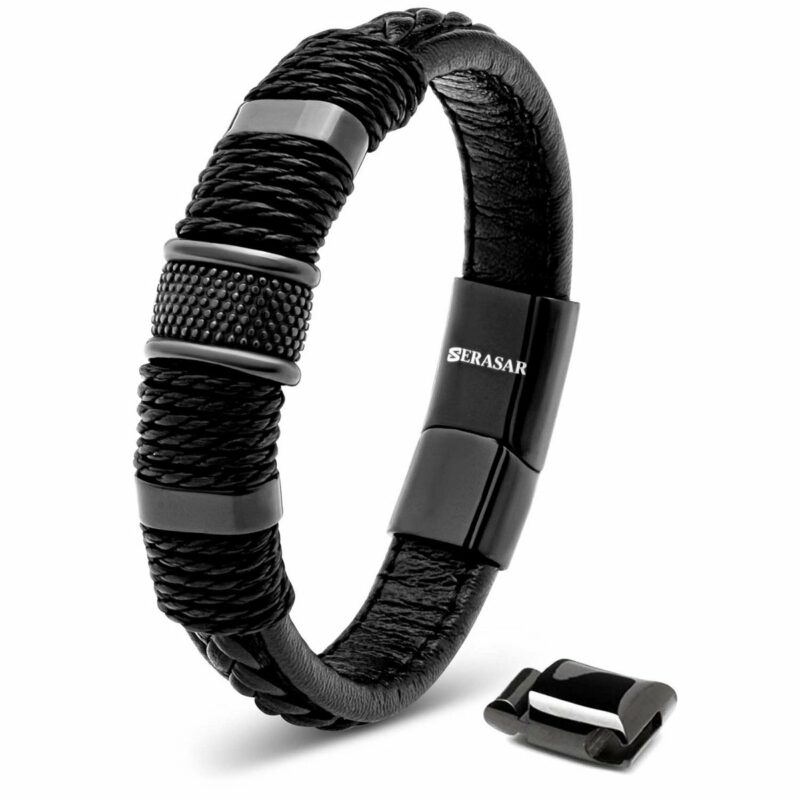 Lederarmband "Ring" - Schwarz