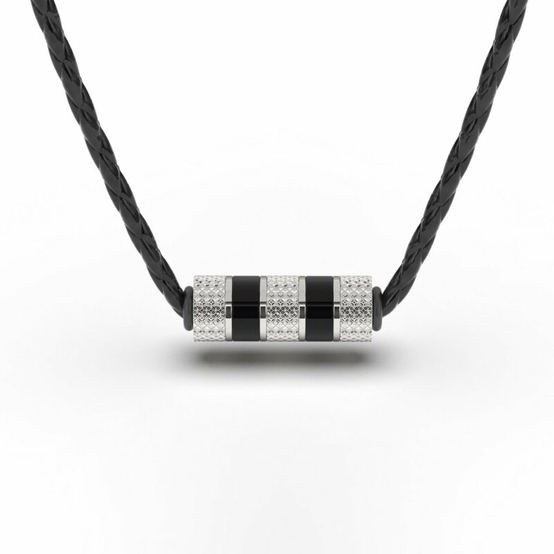 Lederhalskette mit Anhänger "Solid" - Silber