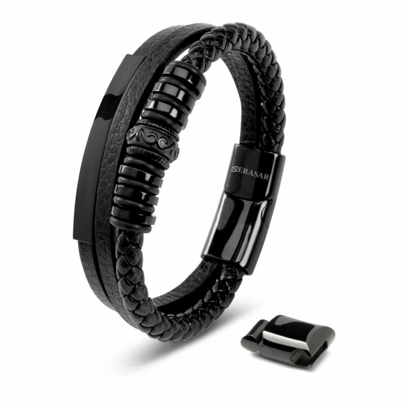 Lederarmband "Shine" - Schwarz