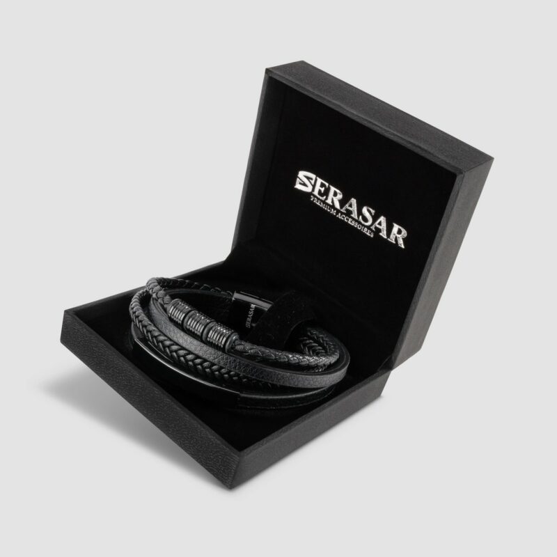 Lederarmband "Brave" - Schwarz
