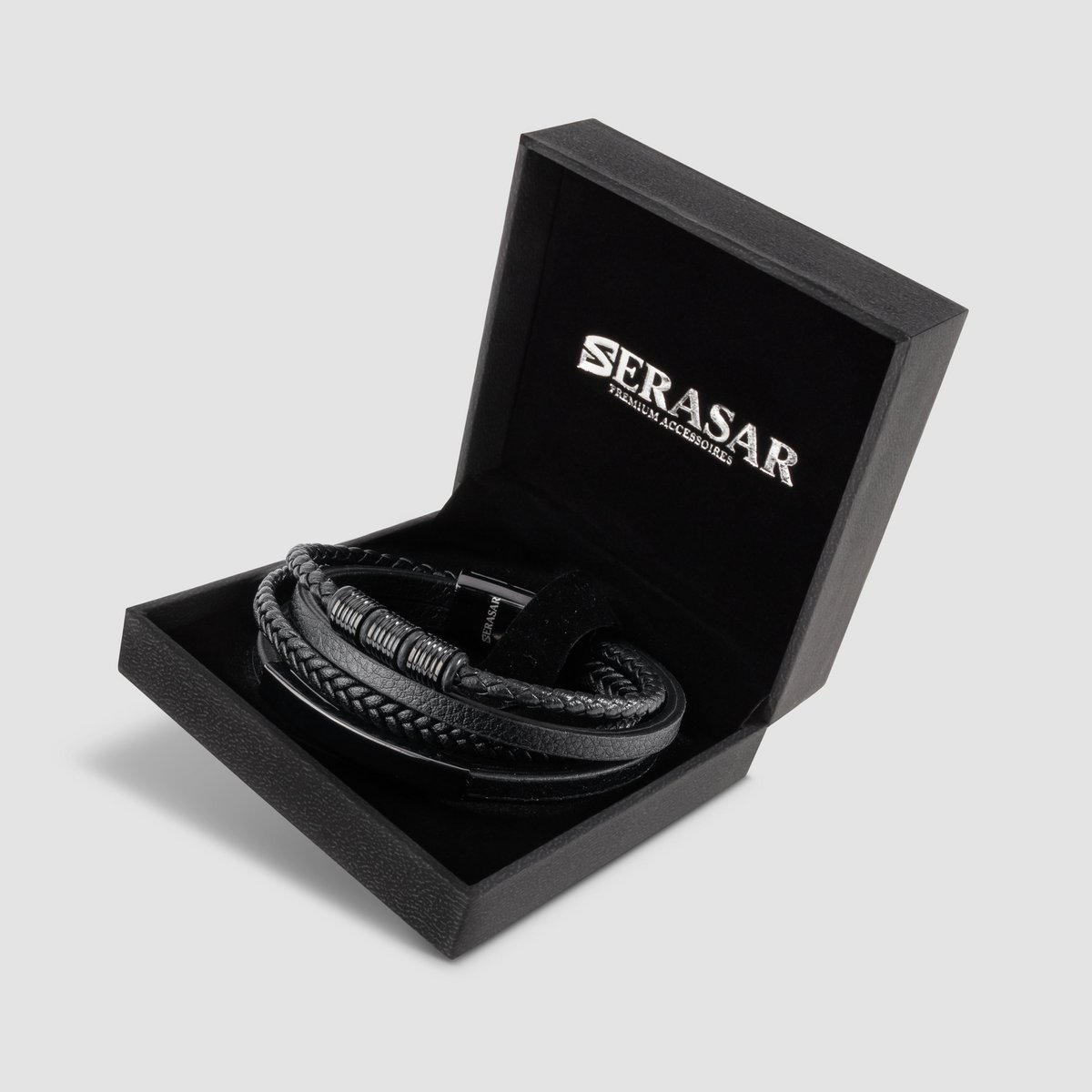 Lederarmband "Brave" - Schwarz
