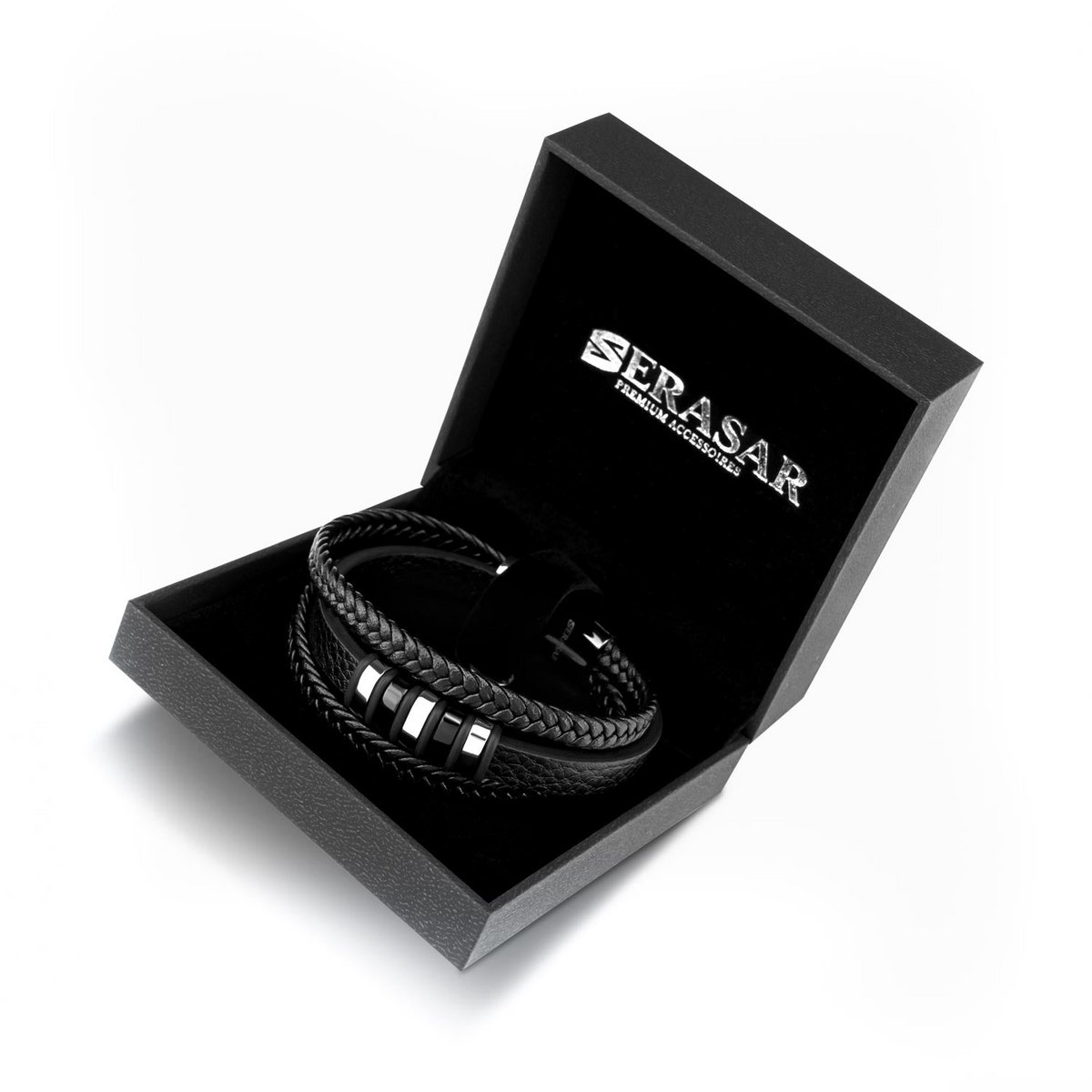 Lederarmband "Glory" - Silber/Schwarz
