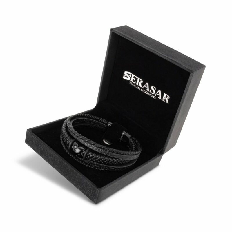 Lederarmband "Flake" - Schwarz