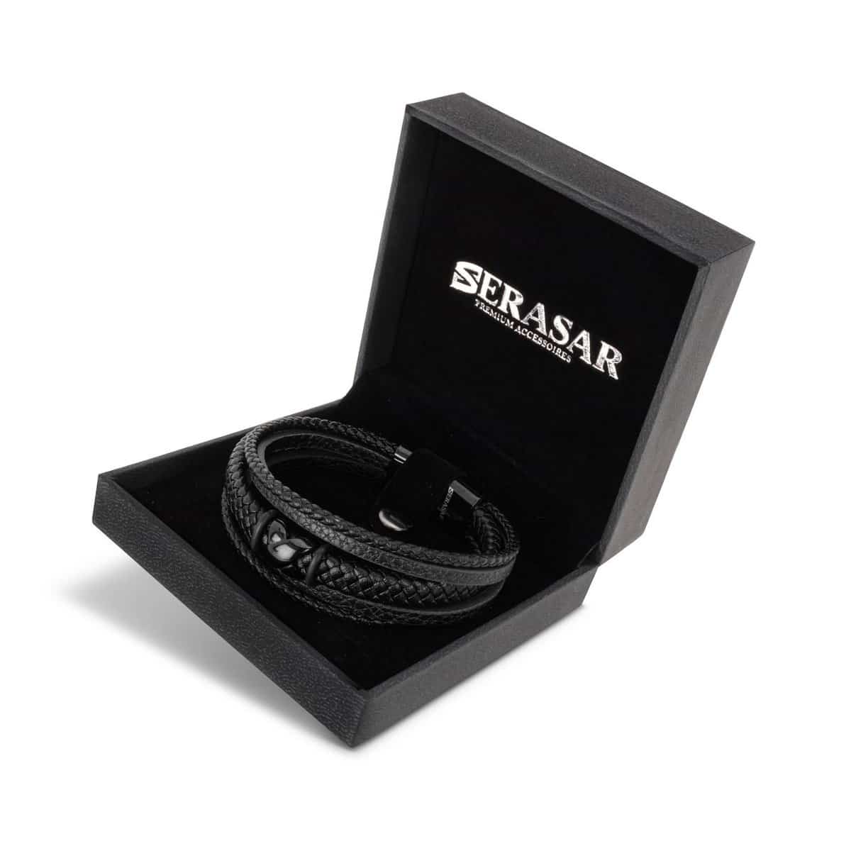 Lederarmband "Flake" - Schwarz