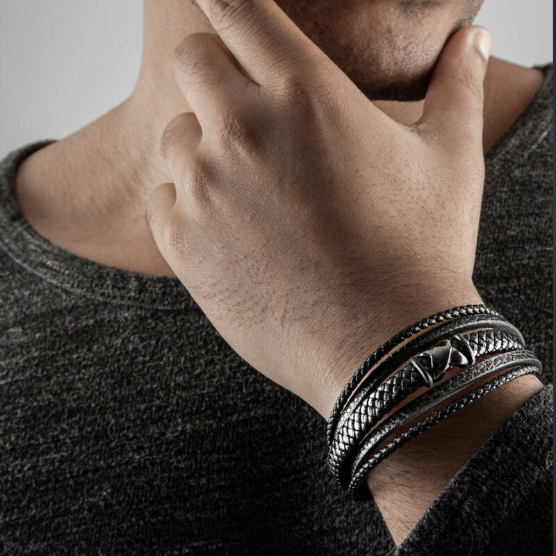 Lederarmband "Flake" - Schwarz