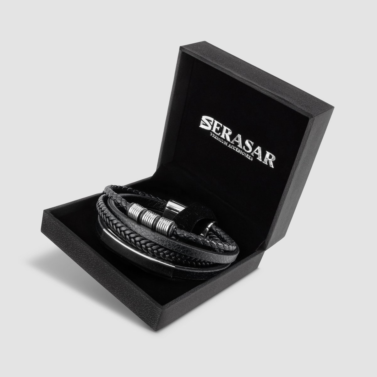 Lederarmband "Brave" - Silber