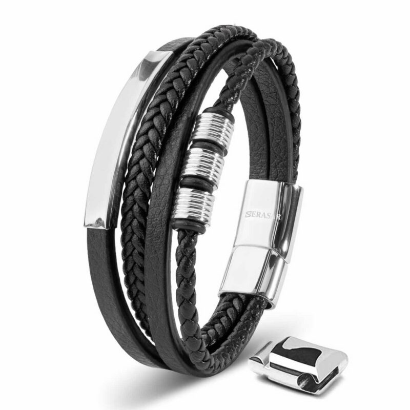 Lederarmband "Brave" - Silber