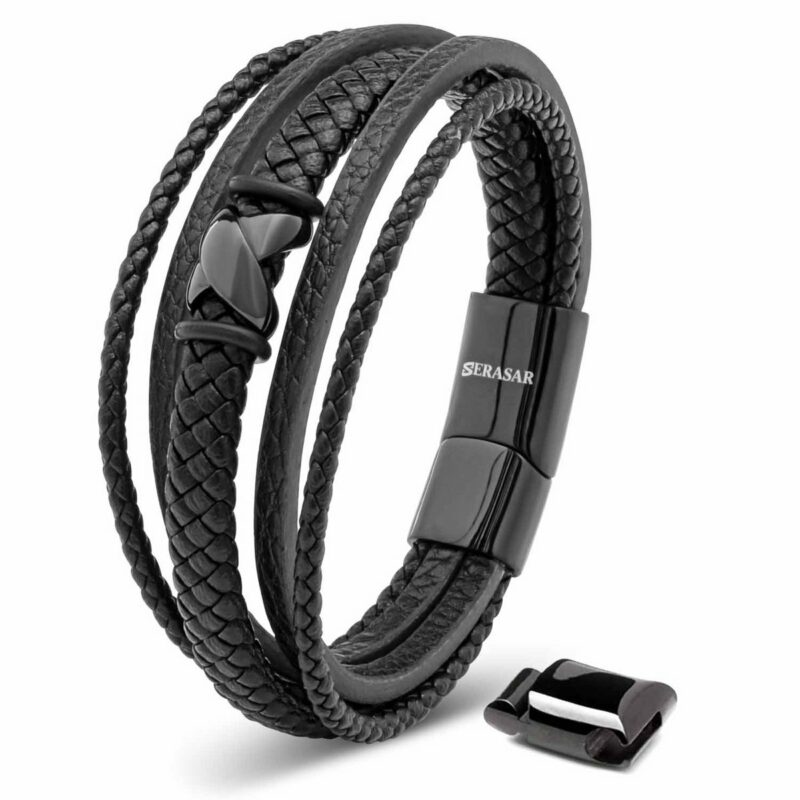 Lederarmband "Flake" - Schwarz