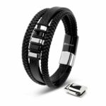 Lederarmband "Glory" - Silber/Schwarz