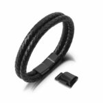 Lederarmband "Double" - Schwarz