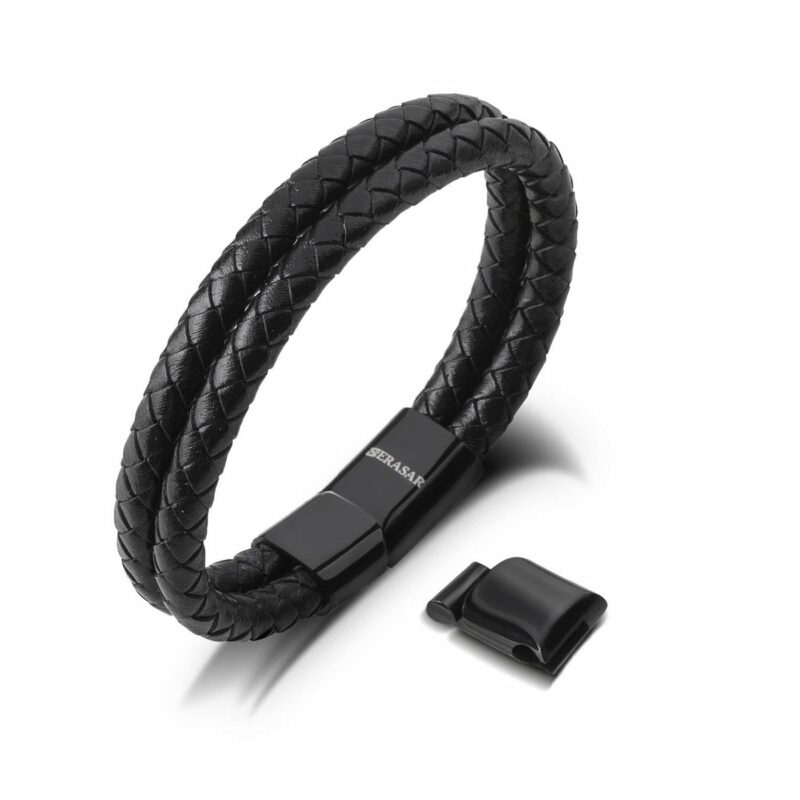 Lederarmband "Double" - Schwarz
