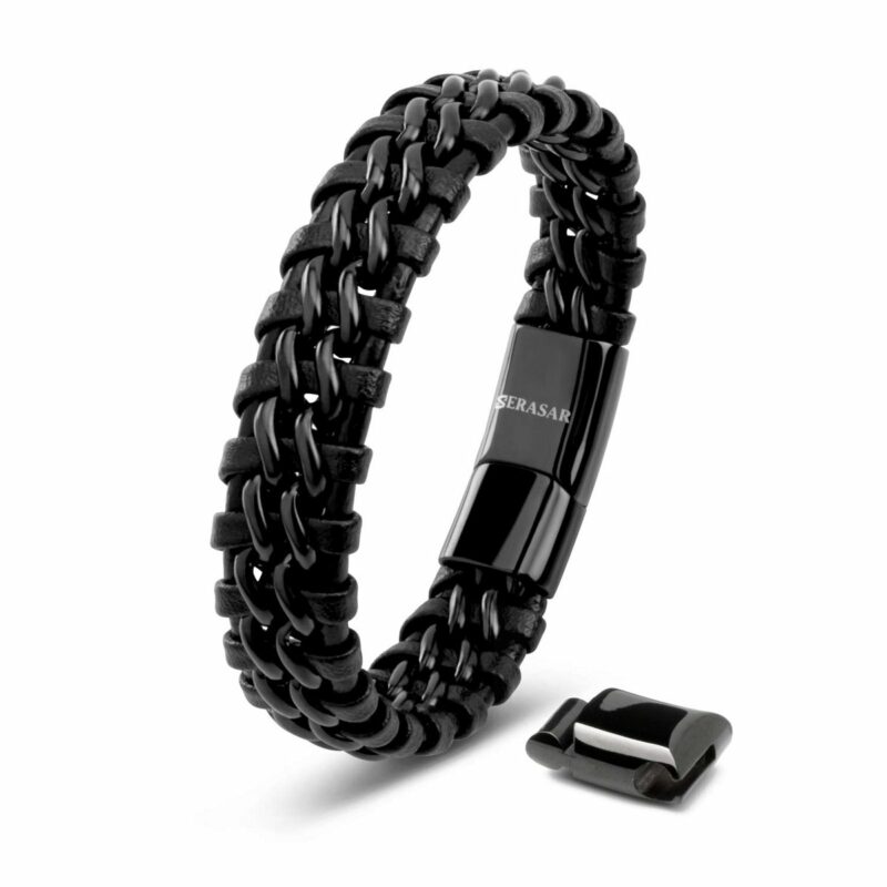 Lederarmband "Steel" - Schwarz