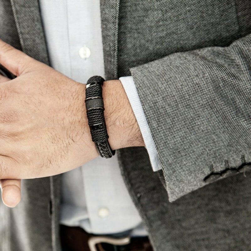 Lederarmband "Ring" - Schwarz