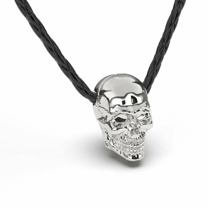 Lederhalskette mit Anhänger "Skull" - Silber