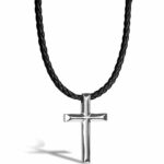 Lederhalskette mit Anhänger "Cross" - Silber
