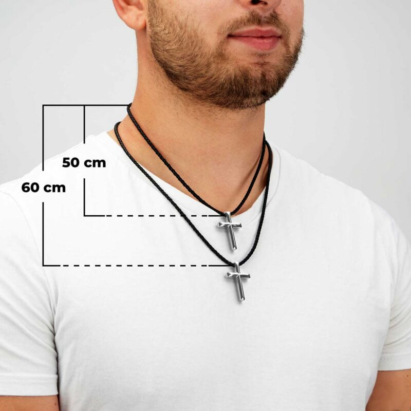 Lederhalskette mit Anhänger "Cross" - Silber