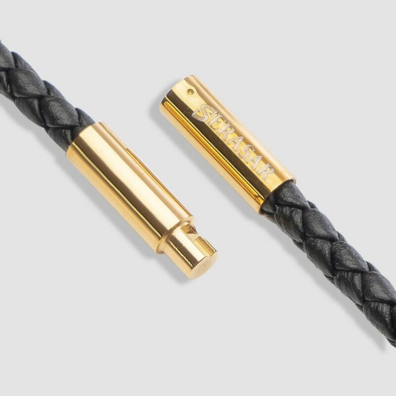 Verschluss Lederhalskette mit Anhänger "Cross" - Gold