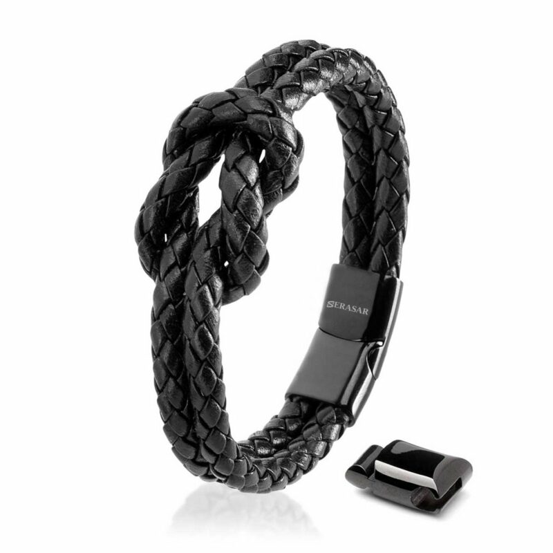 Lederarmband "Knot" - Schwarz